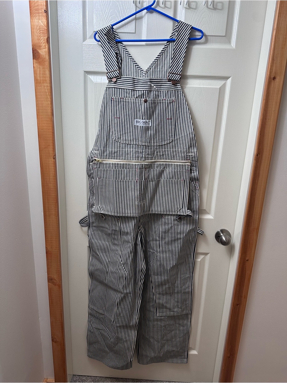 Big Mac Vintage Hickory Stripe Overalls With Zip Off Utility Pouch